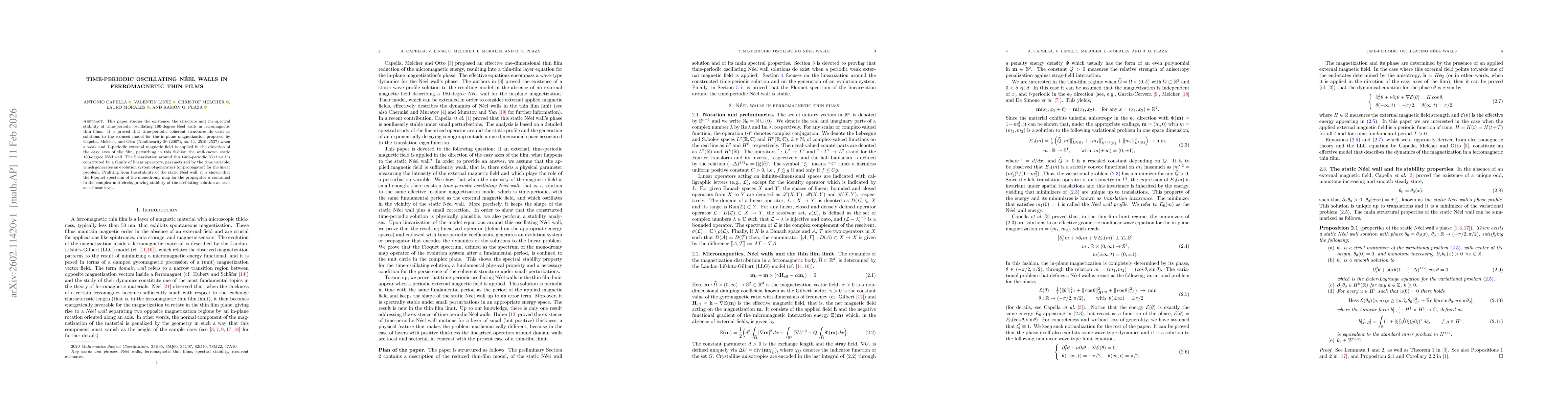 Thumbnail for Time-periodic oscillating Néel walls in ferromagnetic thin films