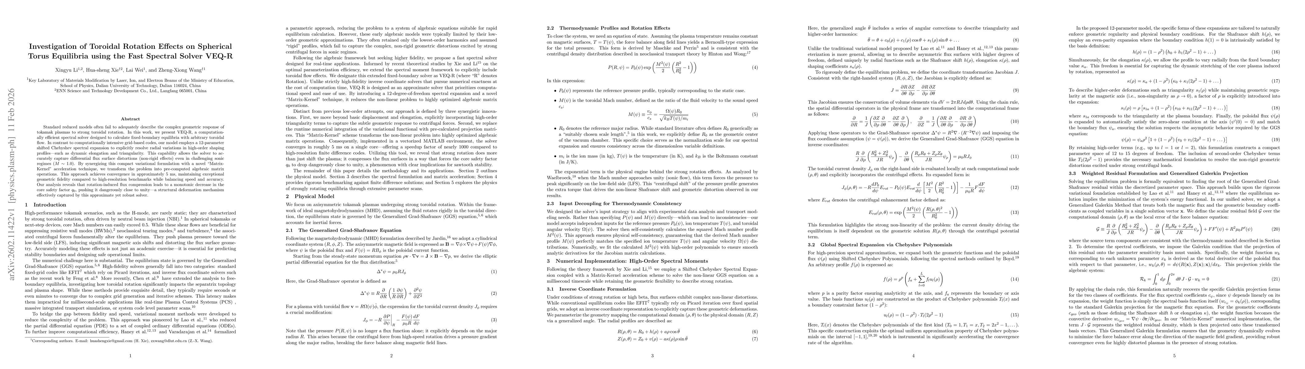 Thumbnail for Investigation of Toroidal Rotation Effects on Spherical Torus Equilibria using the Fast Spectral Solver VEQ-R