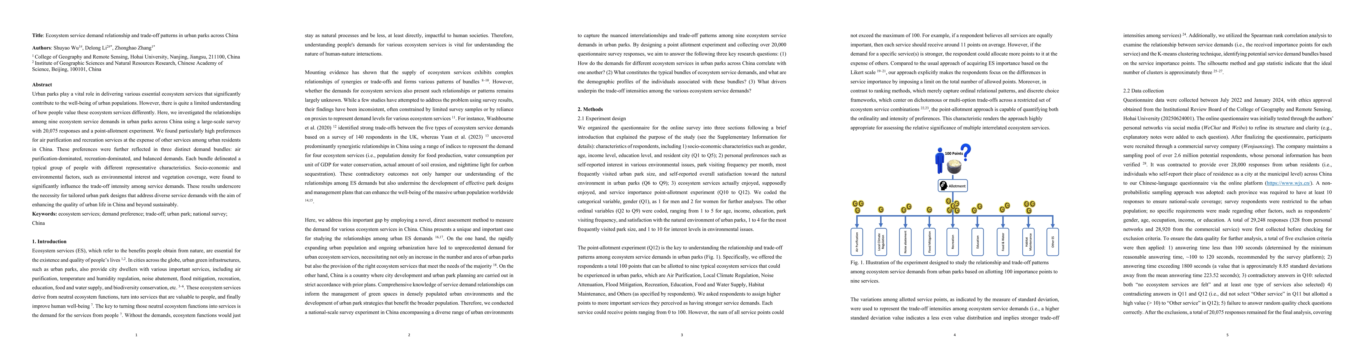 Thumbnail for Ecosystem service demand relationship and trade-off patterns in urban parks across China