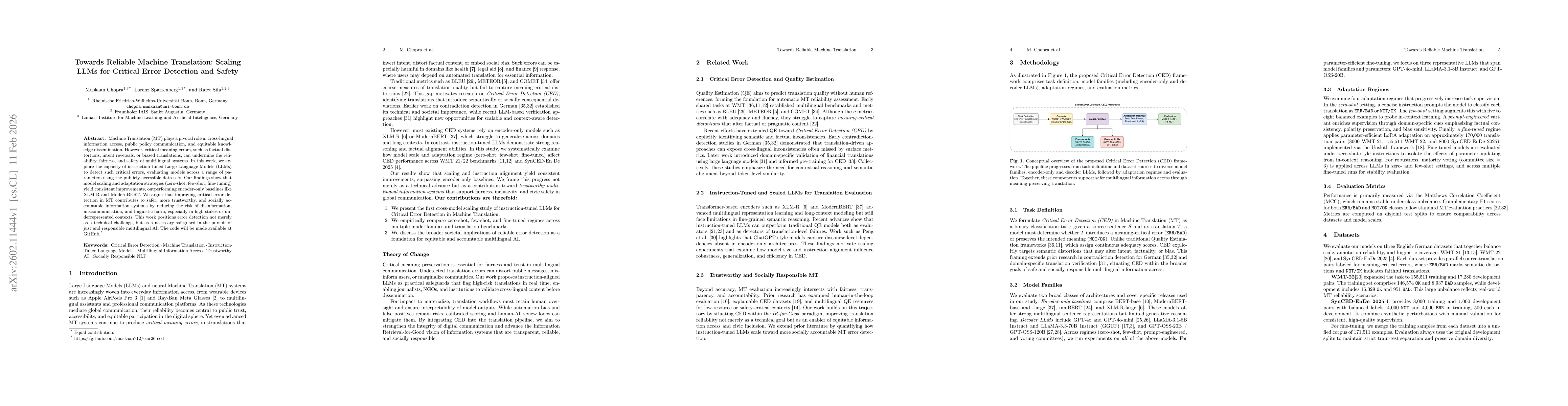Thumbnail for Towards Reliable Machine Translation: Scaling LLMs for Critical Error Detection and Safety