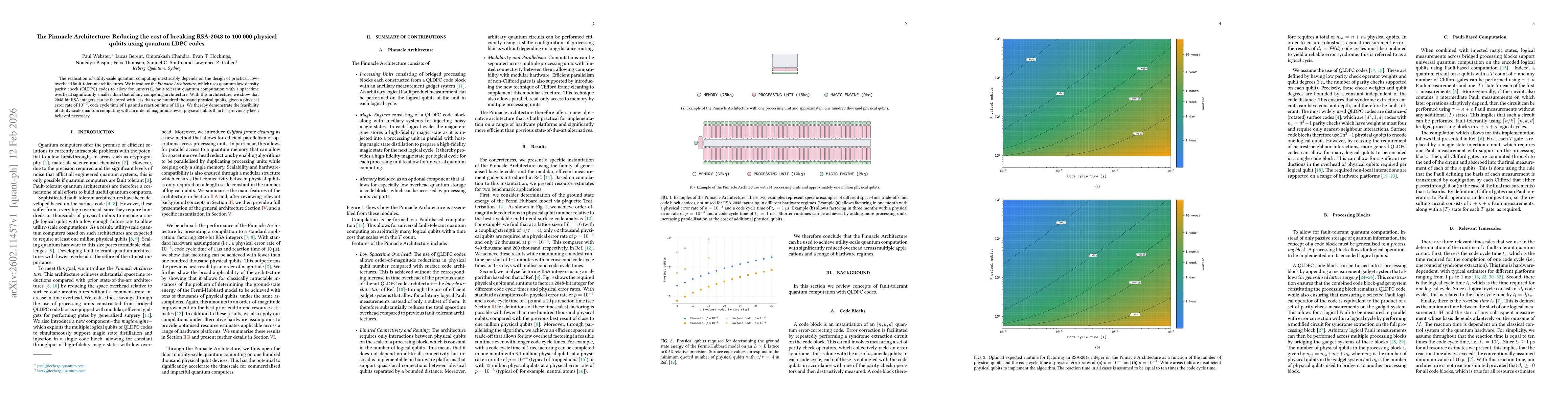 Thumbnail for The Pinnacle Architecture: Reducing the cost of breaking RSA-2048 to 100 000 physical qubits using quantum LDPC codes