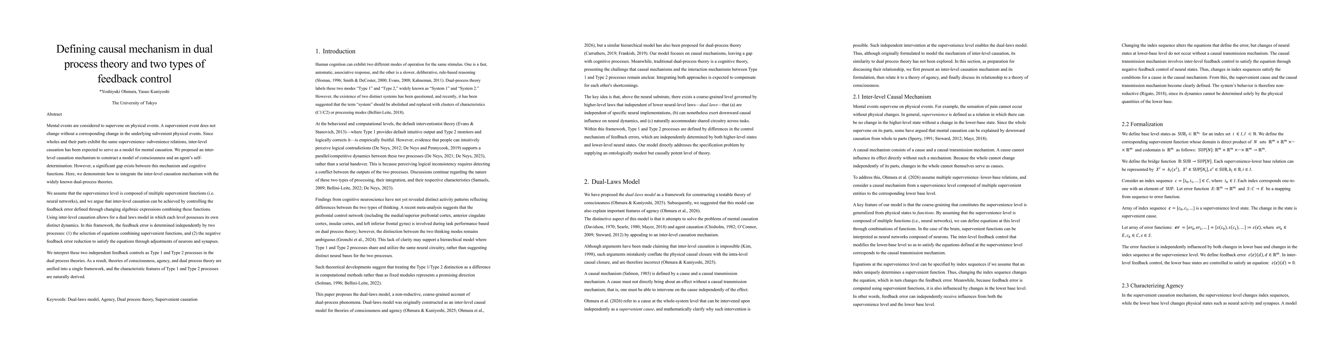 Thumbnail for Defining causal mechanism in dual process theory and two types of feedback control