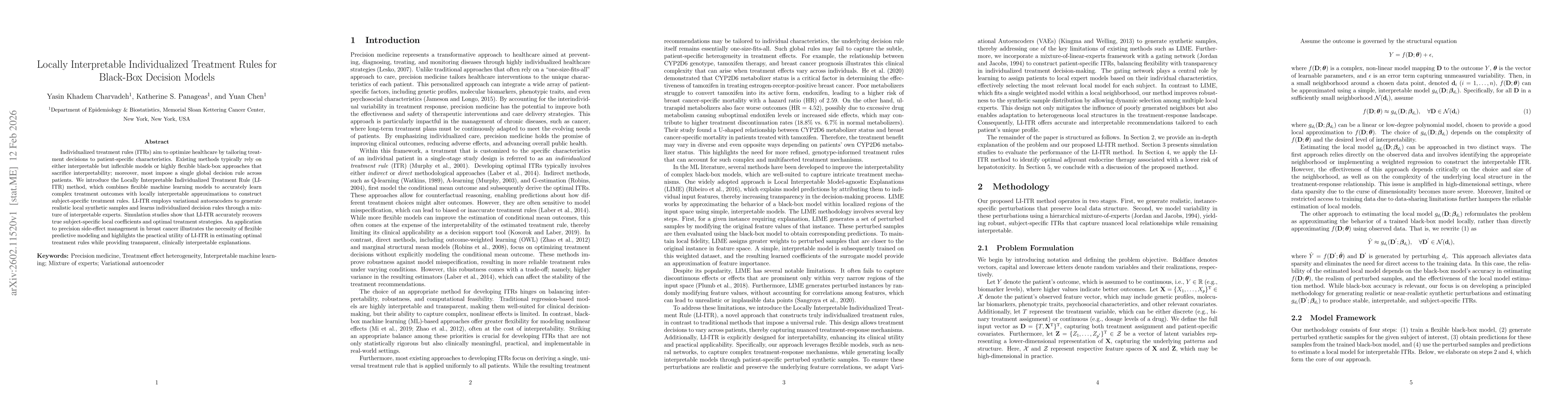 Thumbnail for Locally Interpretable Individualized Treatment Rules for Black-Box Decision Models