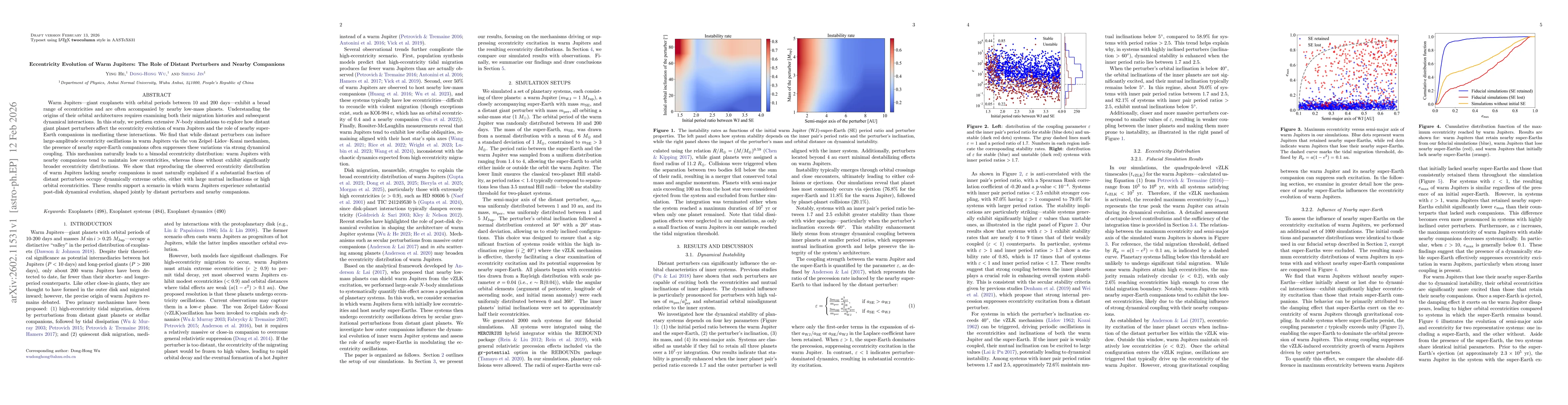 Thumbnail for Eccentricity Evolution of Warm Jupiters: The Role of Distant Perturbers and Nearby Companions