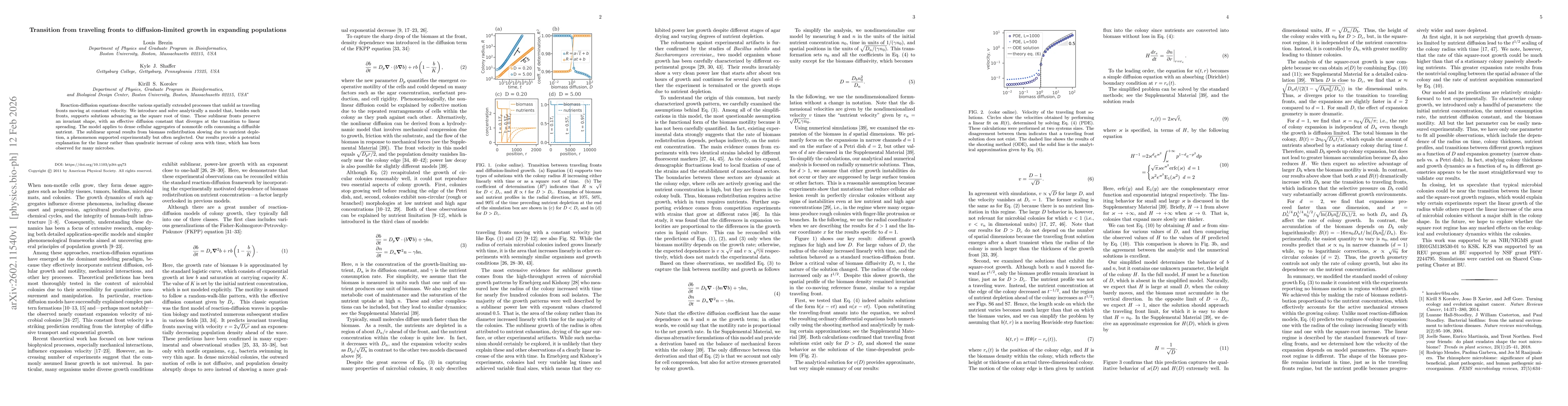 Thumbnail for Transition from traveling fronts to diffusion-limited growth in expanding populations