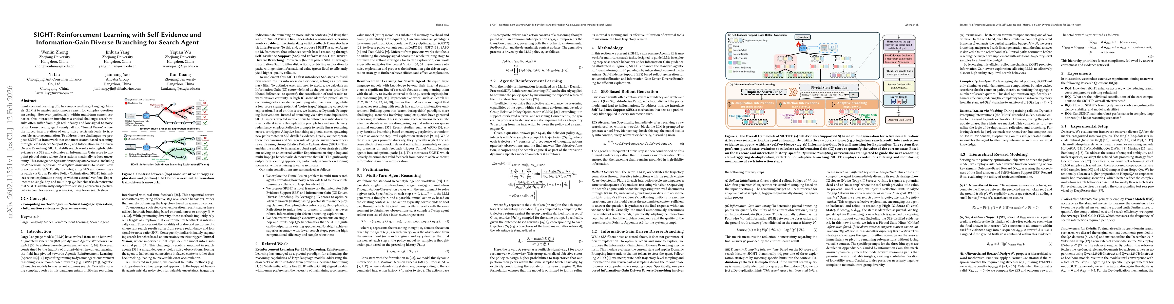 Thumbnail for SIGHT: Reinforcement Learning with Self-Evidence and Information-Gain Diverse Branching for Search Agent