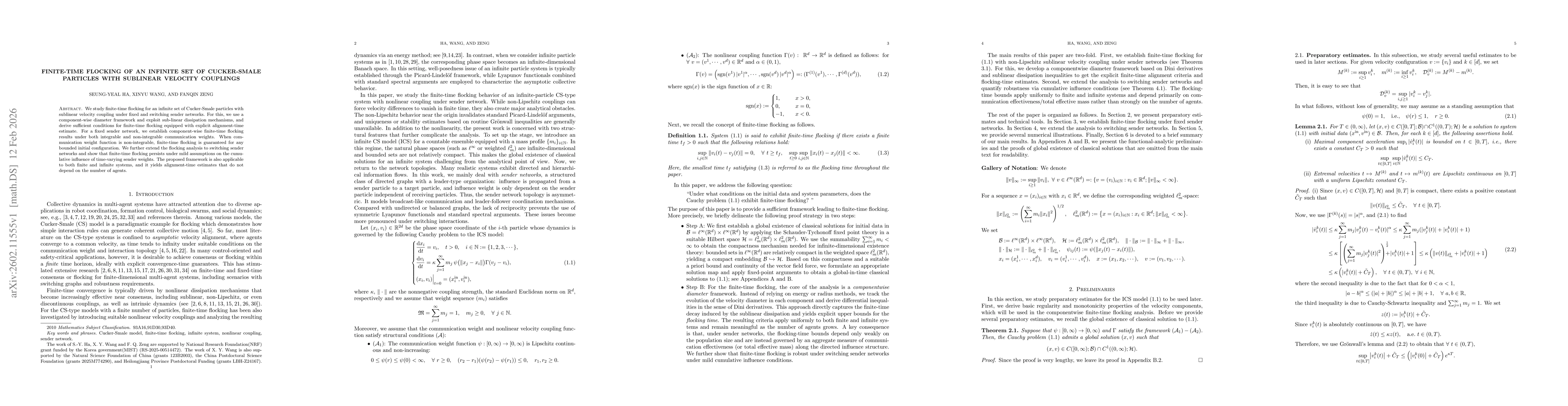 Thumbnail for Finite-time flocking of an infinite set of Cucker-Smale particles with sublinear velocity couplings
