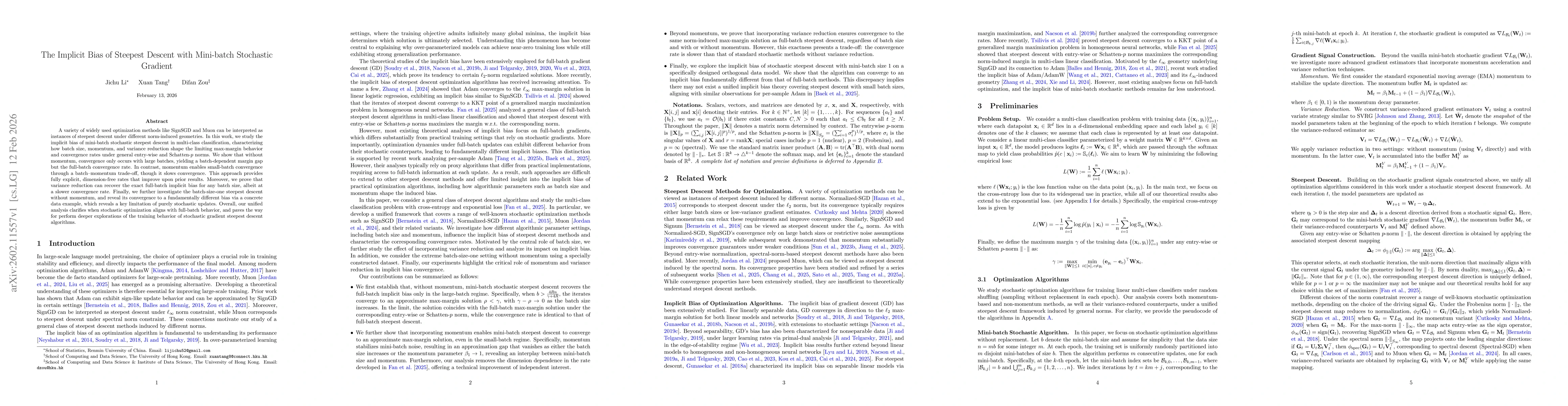Thumbnail for The Implicit Bias of Steepest Descent with Mini-batch Stochastic Gradient