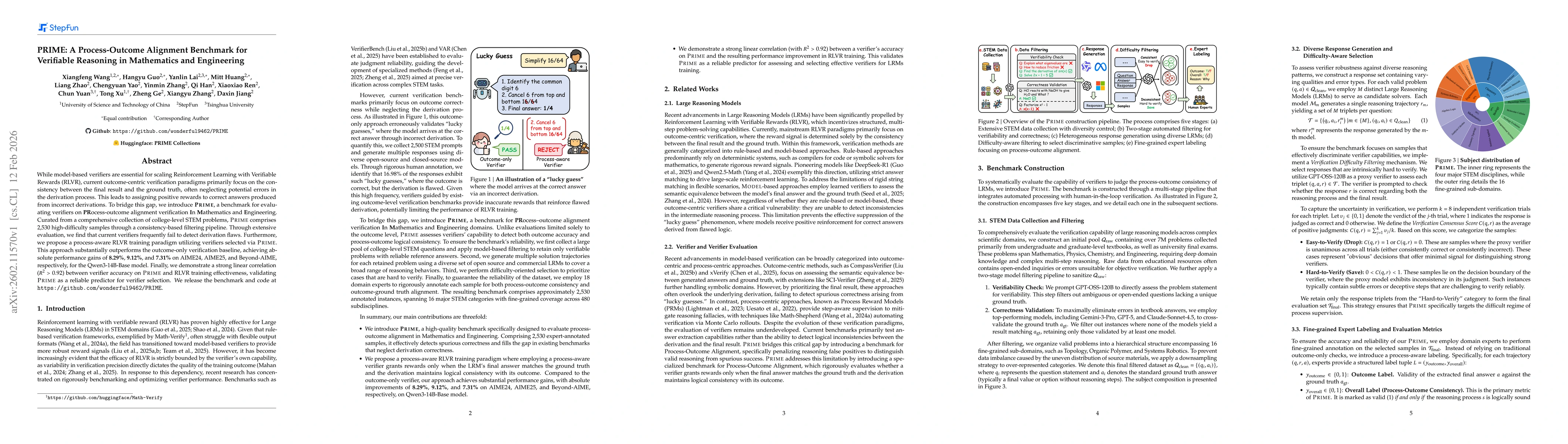 Thumbnail for PRIME: A Process-Outcome Alignment Benchmark for Verifiable Reasoning in Mathematics and Engineering