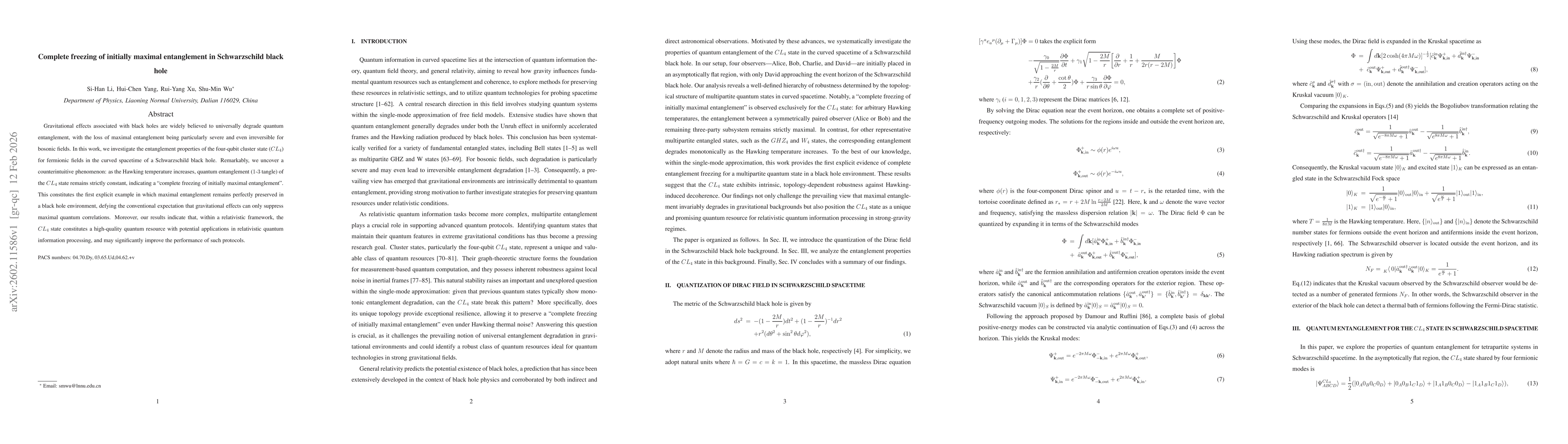 Thumbnail for Complete freezing of initially maximal entanglement in Schwarzschild black hole