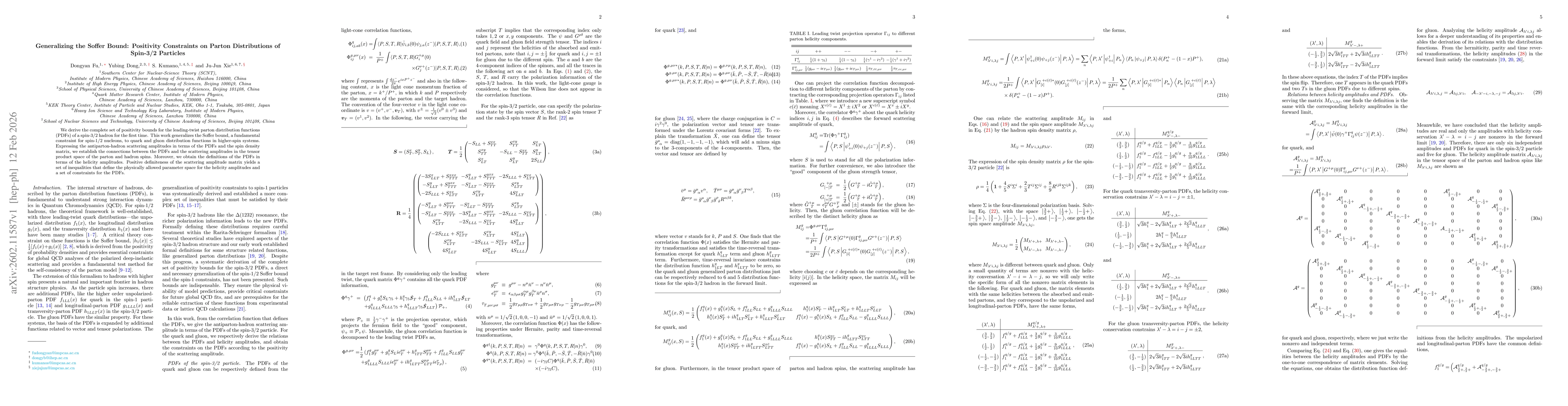 Thumbnail for Generalizing the Soffer Bound: Positivity Constraints on Parton Distributions of Spin-3/2 Particles