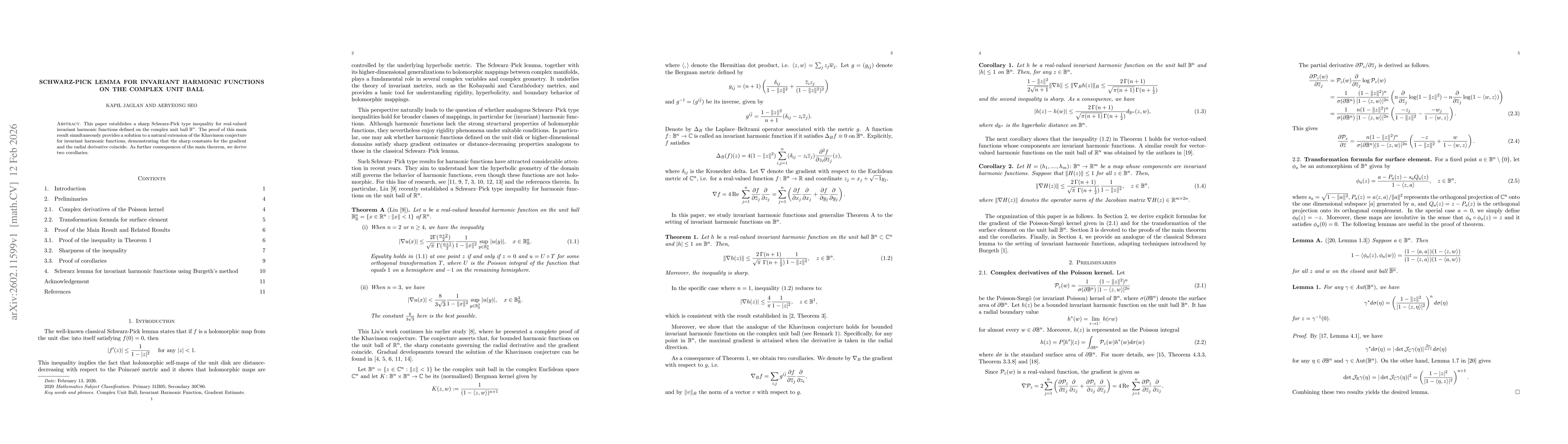 Thumbnail for Schwarz-Pick Lemma for Invariant Harmonic Functions on the Complex Unit Ball