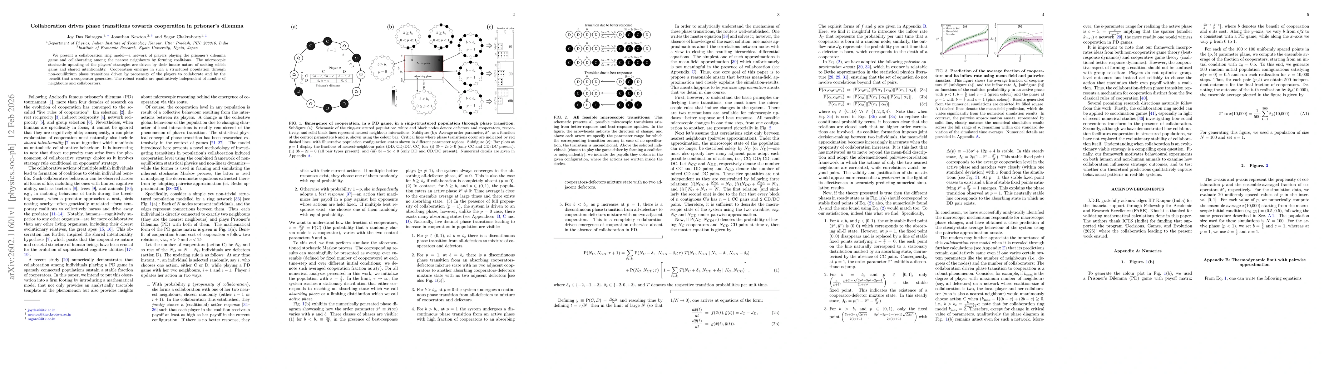 Thumbnail for Collaboration drives phase transitions towards cooperation in prisoner's dilemma