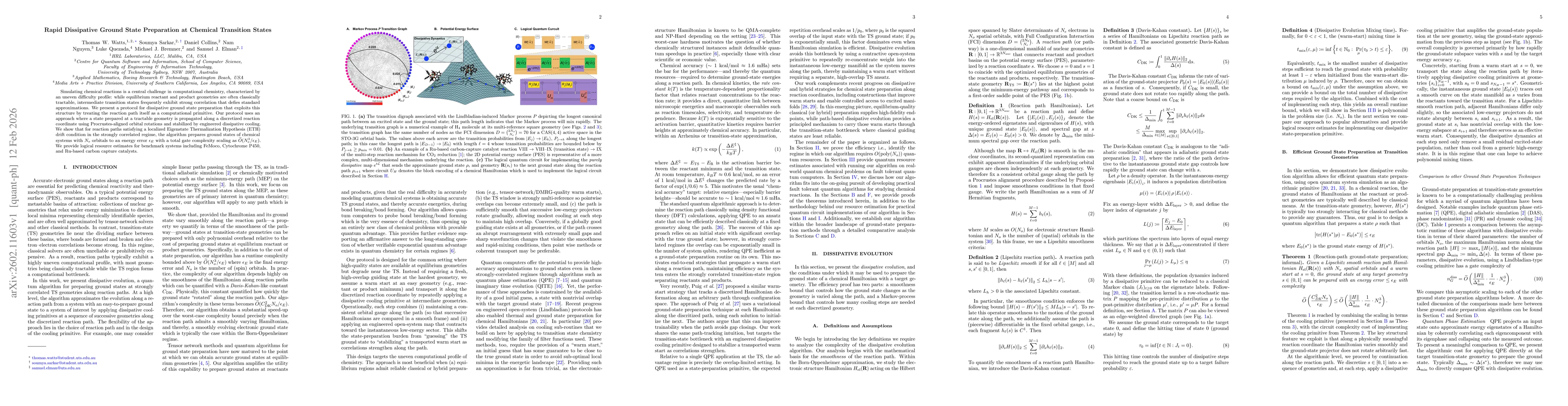 Thumbnail for Rapid Dissipative Ground State Preparation at Chemical Transition States