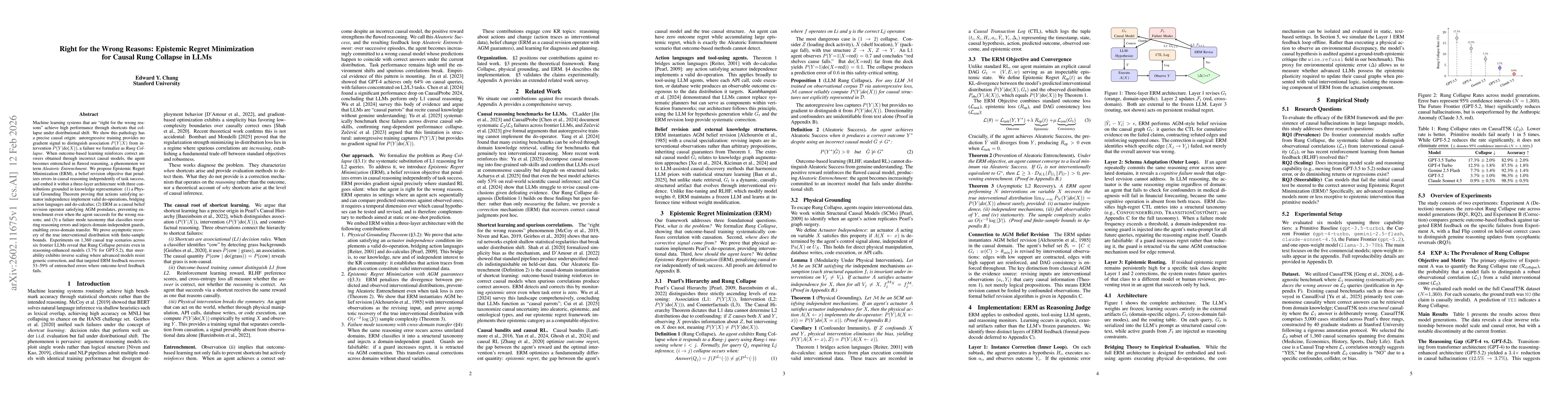 Thumbnail for Right for the Wrong Reasons: Epistemic Regret Minimization for Causal Rung Collapse in LLMs