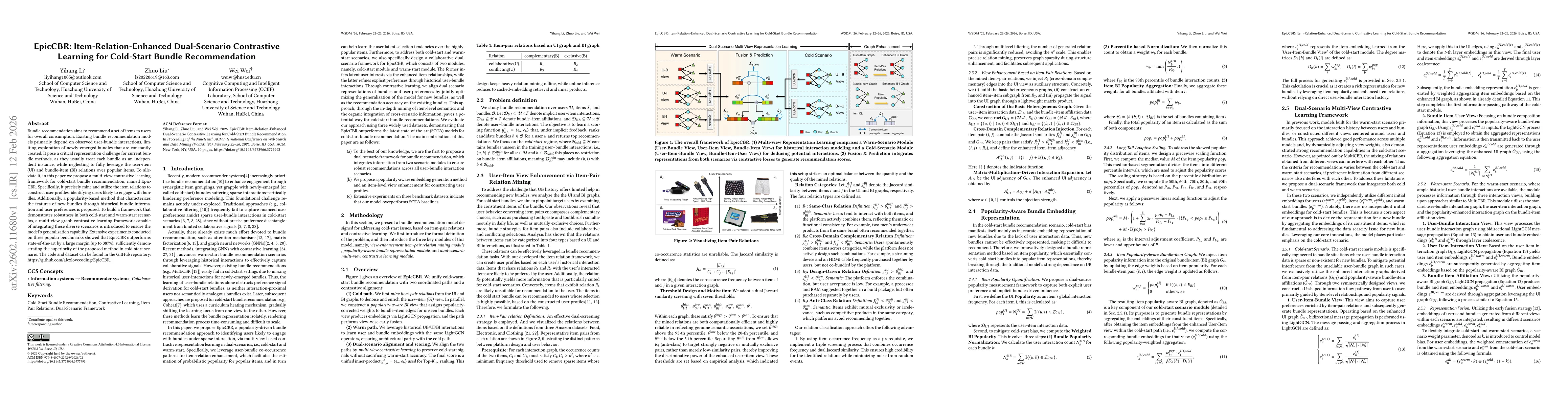 Thumbnail for EpicCBR: Item-Relation-Enhanced Dual-Scenario Contrastive Learning for Cold-Start Bundle Recommendation