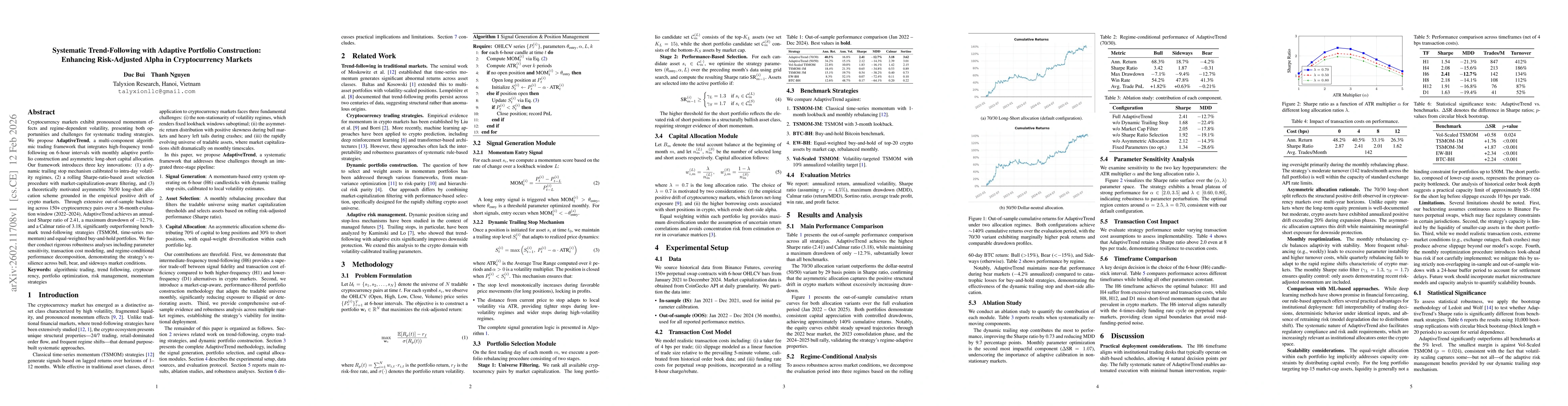 Thumbnail for Systematic Trend-Following with Adaptive Portfolio Construction: Enhancing Risk-Adjusted Alpha in Cryptocurrency Markets