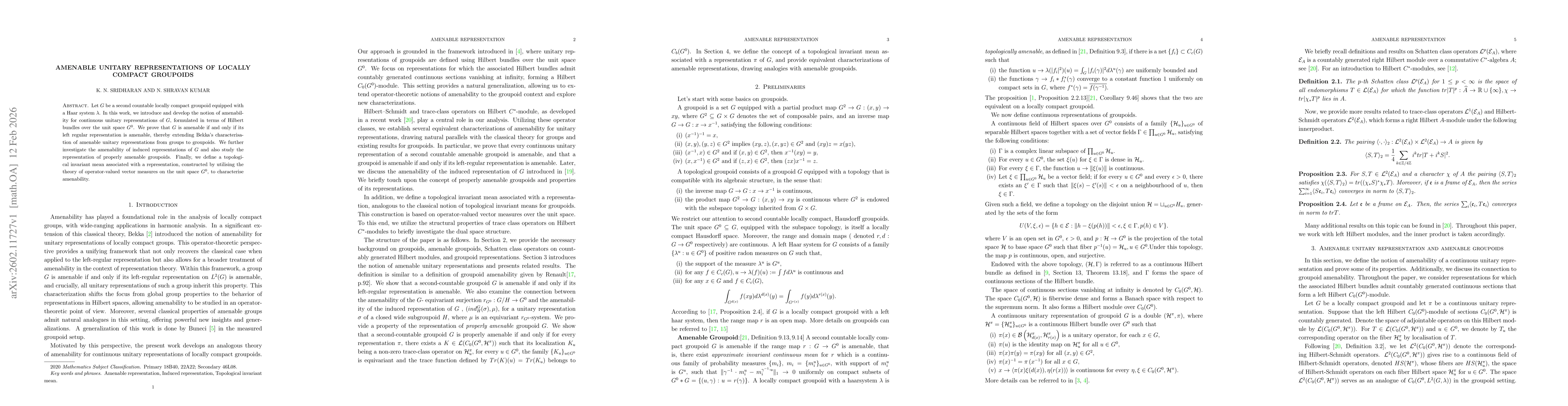 Thumbnail for Amenable unitary representations of locally compact groupoids