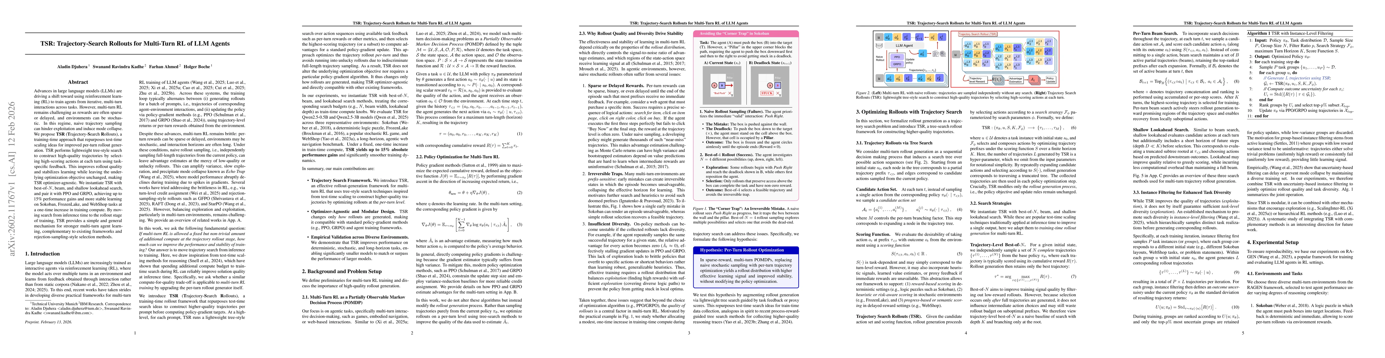 Thumbnail for TSR: Trajectory-Search Rollouts for Multi-Turn RL of LLM Agents