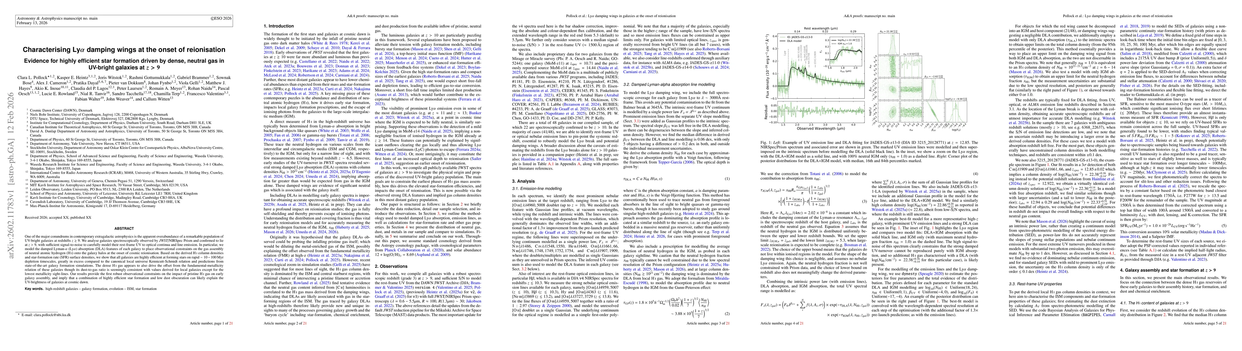 Thumbnail for Characterising Ly$α$ damping wings at the onset of reionisation: Evidence for highly efficient star formation driven by dense, neutral gas in UV-bright galaxies at $z>9$