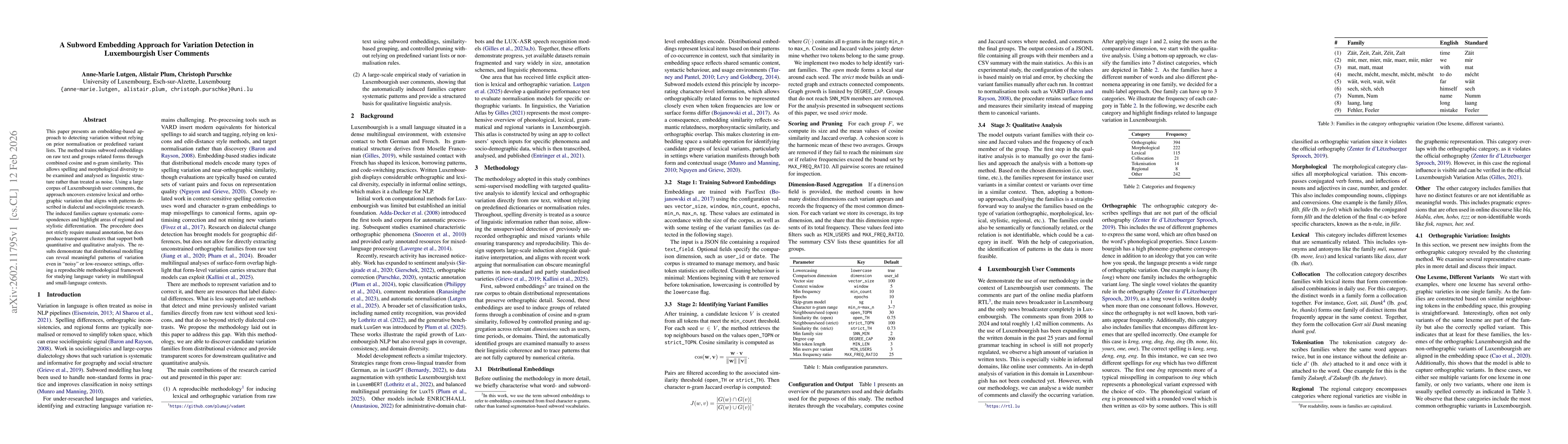 Thumbnail for A Subword Embedding Approach for Variation Detection in Luxembourgish User Comments