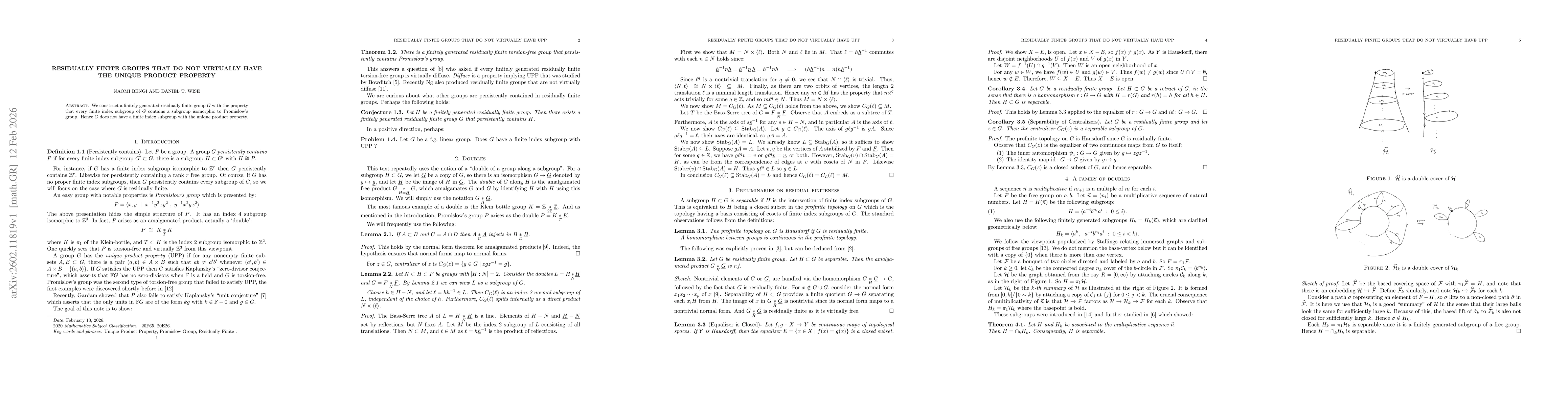 Thumbnail for Residually finite groups that do not virtually have the unique product property