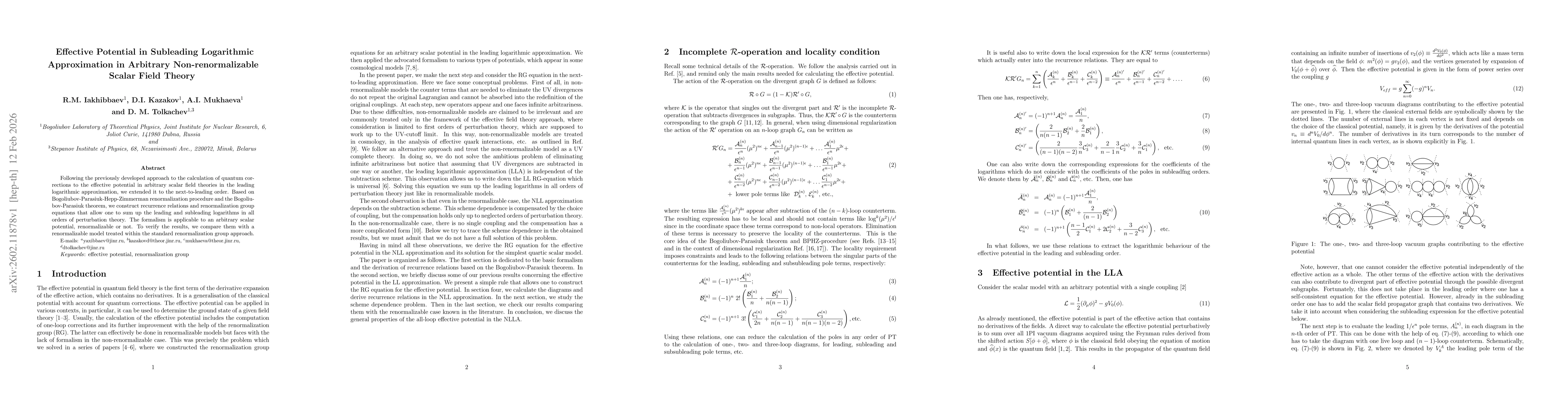 Thumbnail for Effective Potential in Subleading Logarithmic Approximation in Arbitrary Non-renormalizable Scalar Field Theory