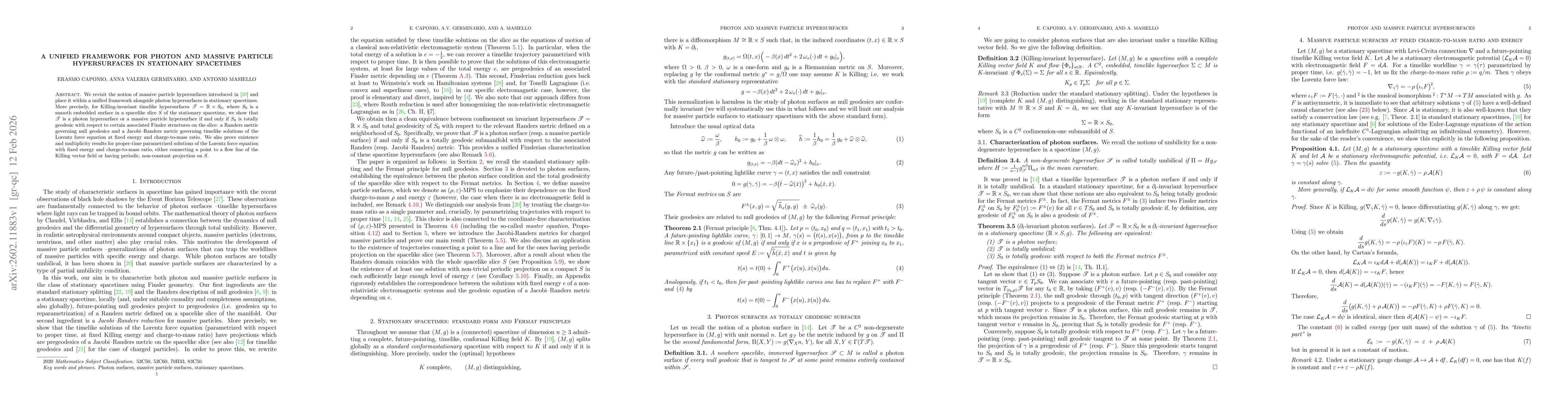 Thumbnail for A unified framework for photon and massive particle hypersurfaces in stationary spacetimes
