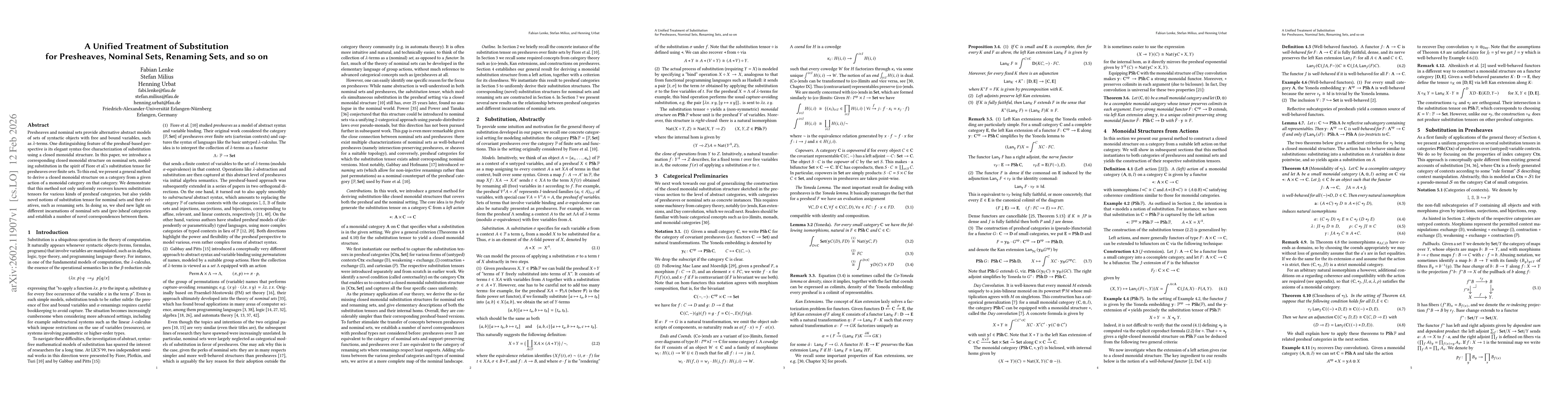 Thumbnail for A Unified Treatment of Substitution for Presheaves, Nominal Sets, Renaming Sets, and so on