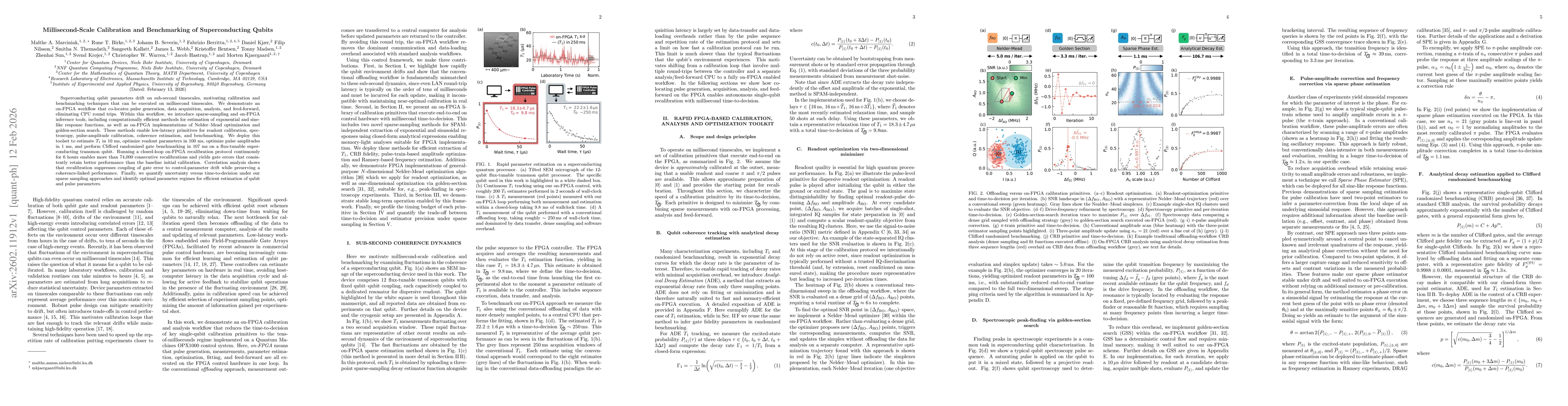 Thumbnail for Millisecond-Scale Calibration and Benchmarking of Superconducting Qubits