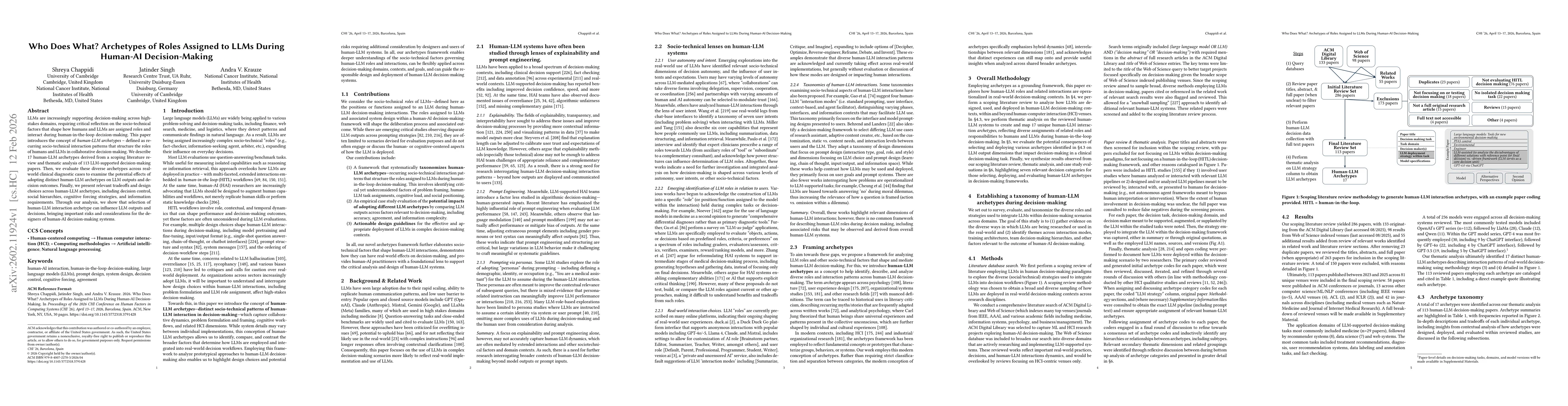 Thumbnail for Who Does What? Archetypes of Roles Assigned to LLMs During Human-AI Decision-Making