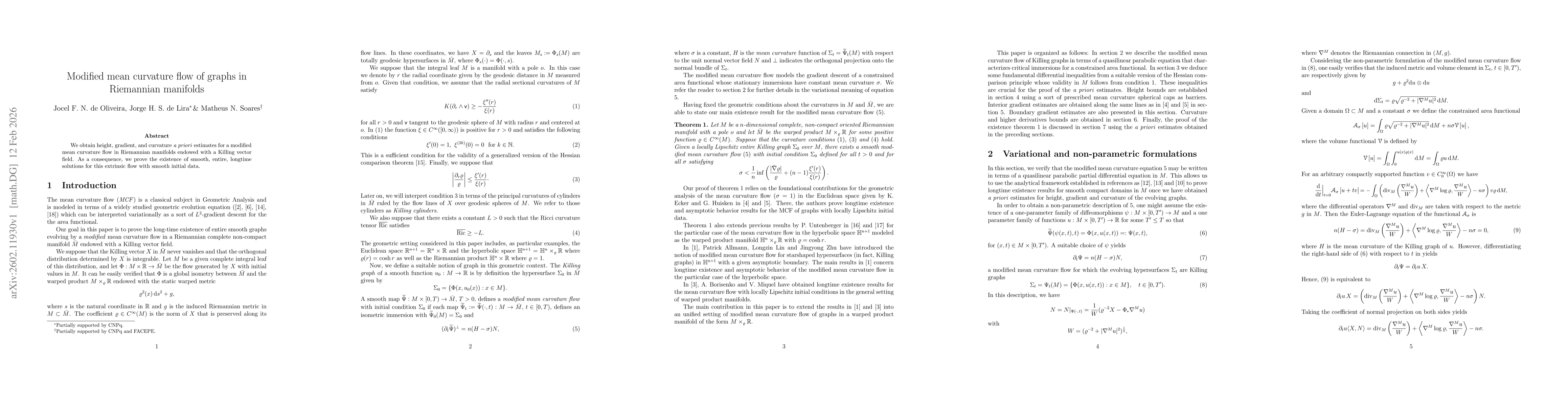 Thumbnail for Modified mean curvature flow of graphs in Riemannian manifolds