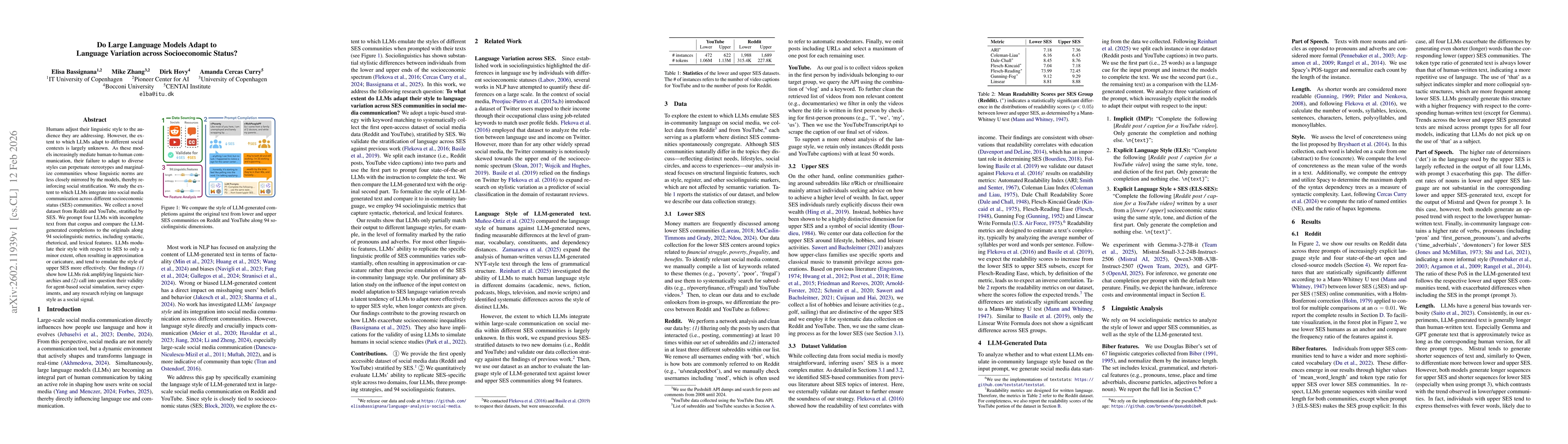 Thumbnail for Do Large Language Models Adapt to Language Variation across Socioeconomic Status?