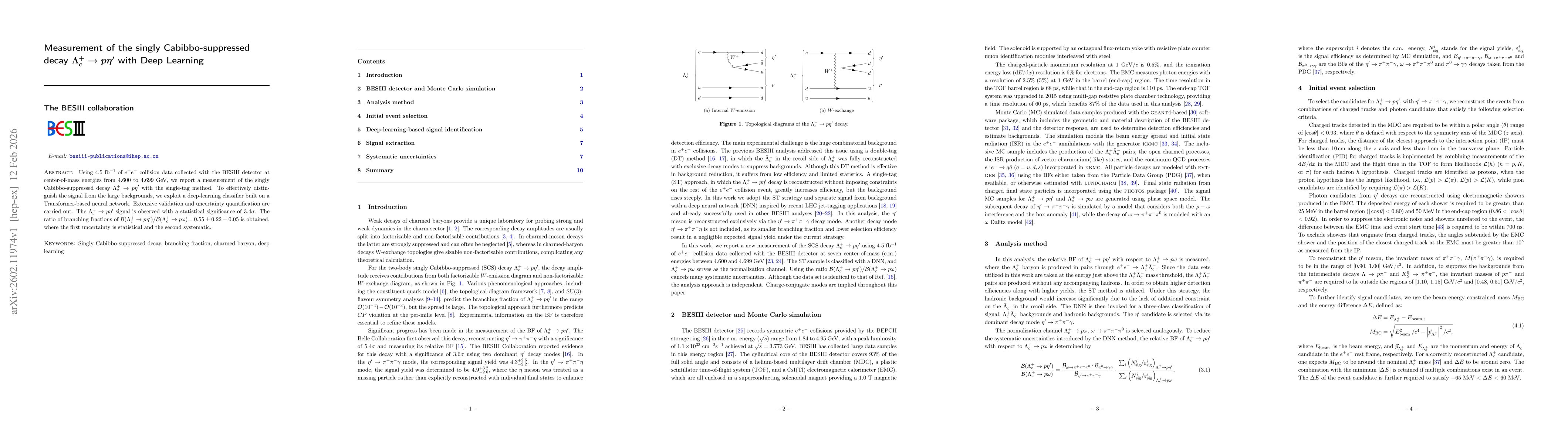 Thumbnail for Measurement of the singly Cabibbo-suppressed decay $Λ_c^+\to pη'$ with Deep Learning