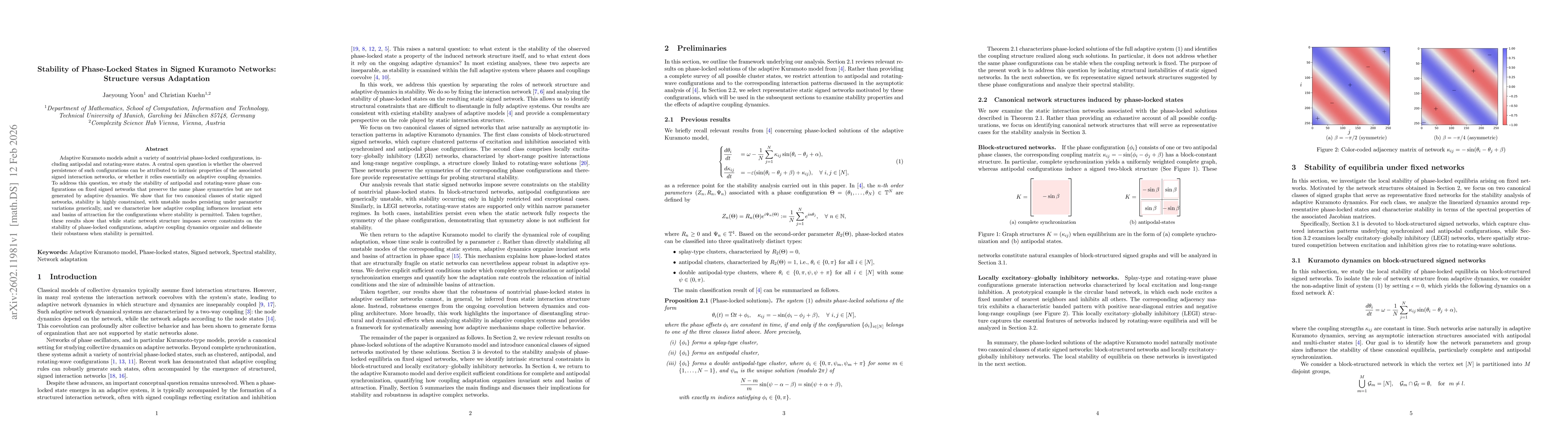 Thumbnail for Stability of Phase-Locked States in Signed Kuramoto Networks: Structure versus Adaptation