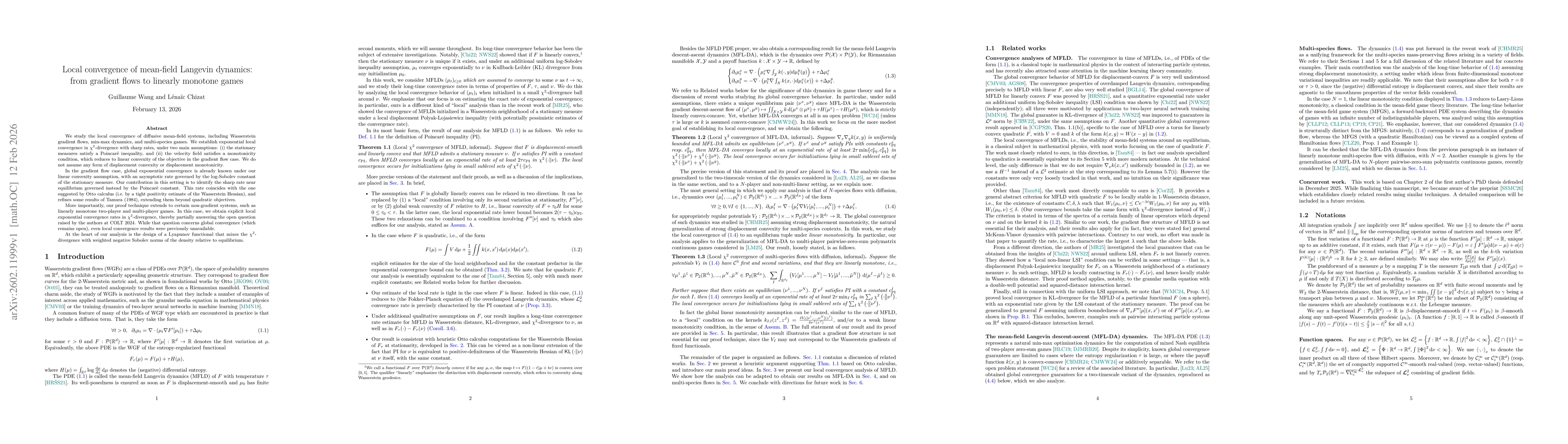 Thumbnail for Local convergence of mean-field Langevin dynamics: from gradient flows to linearly monotone games