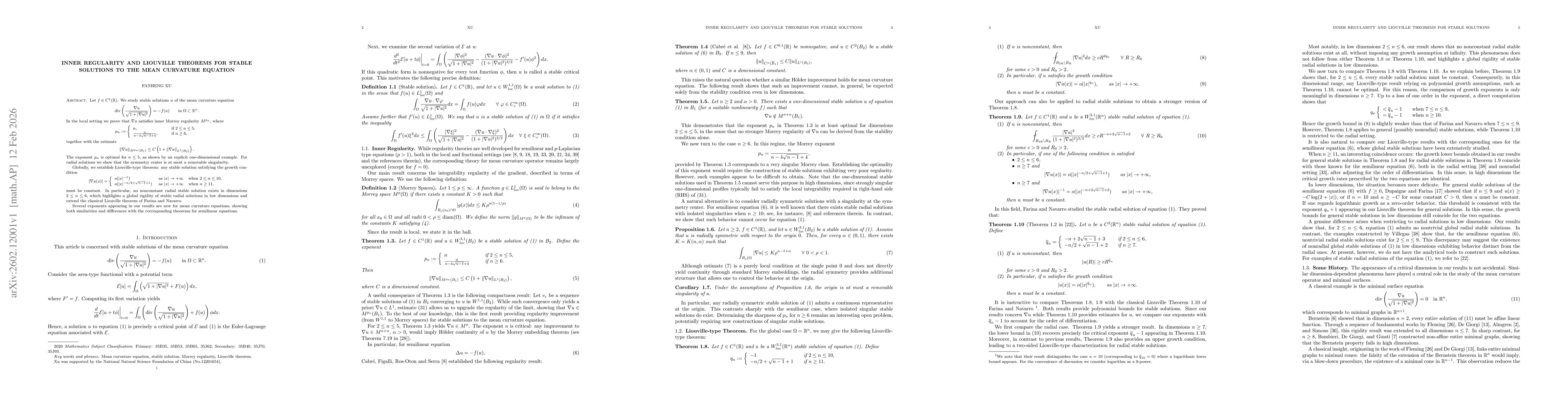 Thumbnail for Inner regularity and Liouville theorems for stable solutions to the mean curvature equation