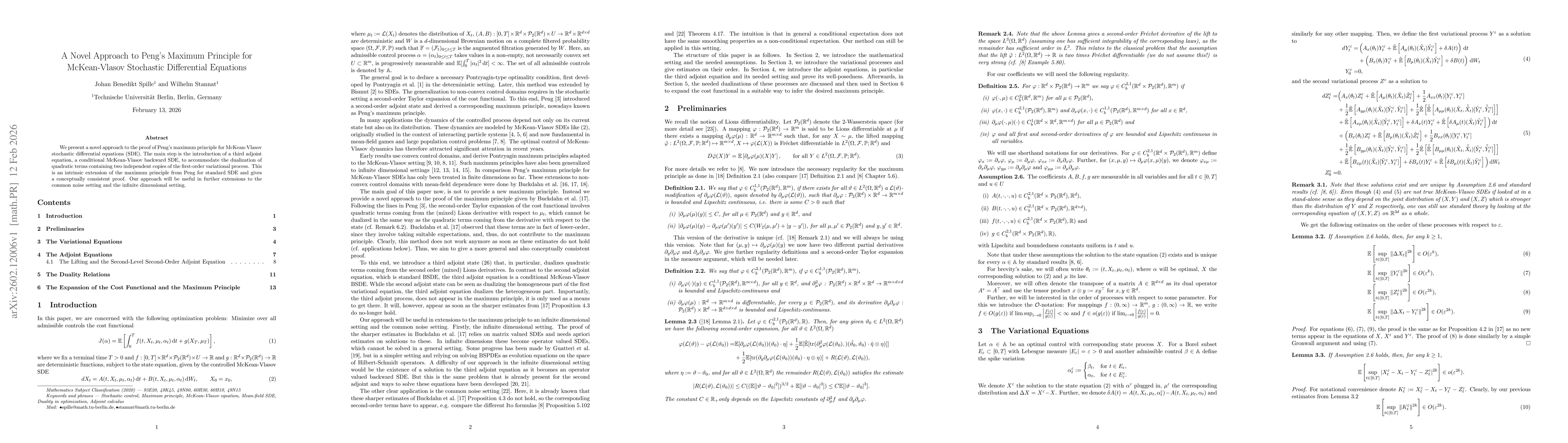 Thumbnail for A Novel Approach to Peng's Maximum Principle for McKean-Vlasov Stochastic Differential Equations