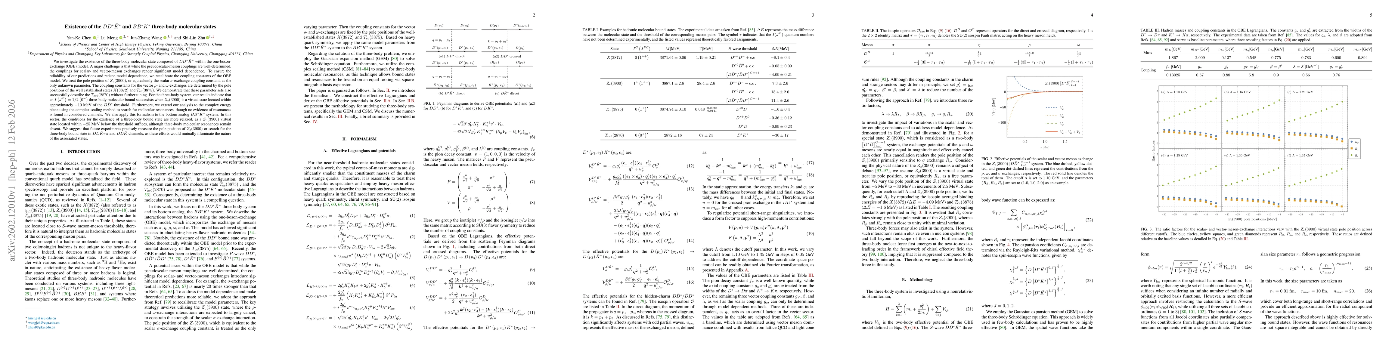 Thumbnail for Existence of the $DD^*\bar{K}^*$ and $BB^*K^*$ three-body molecular states