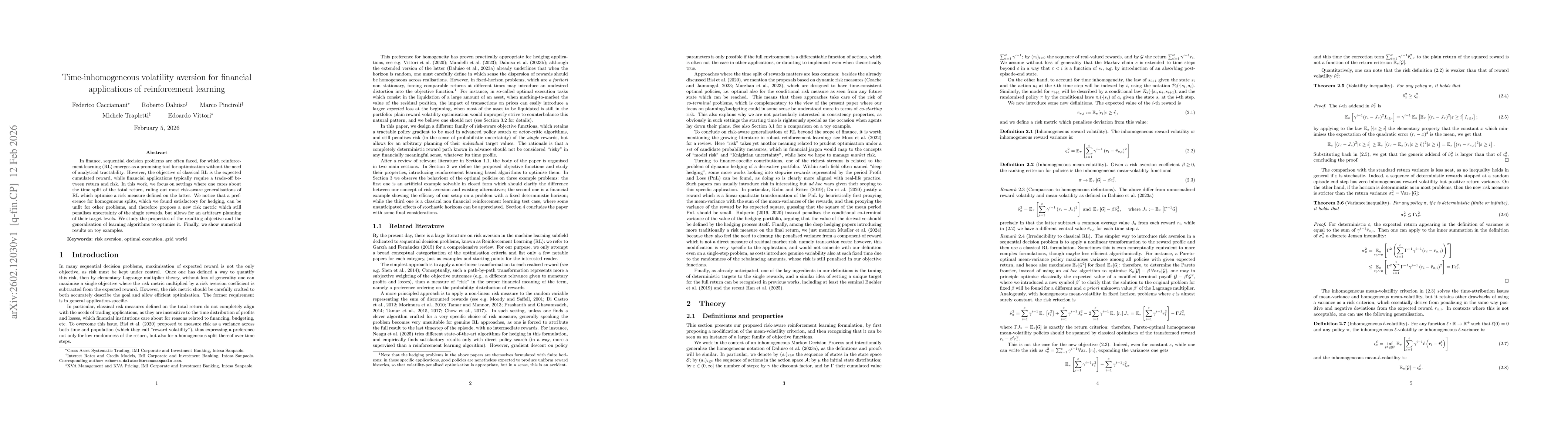 Thumbnail for Time-Inhomogeneous Volatility Aversion for Financial Applications of Reinforcement Learning