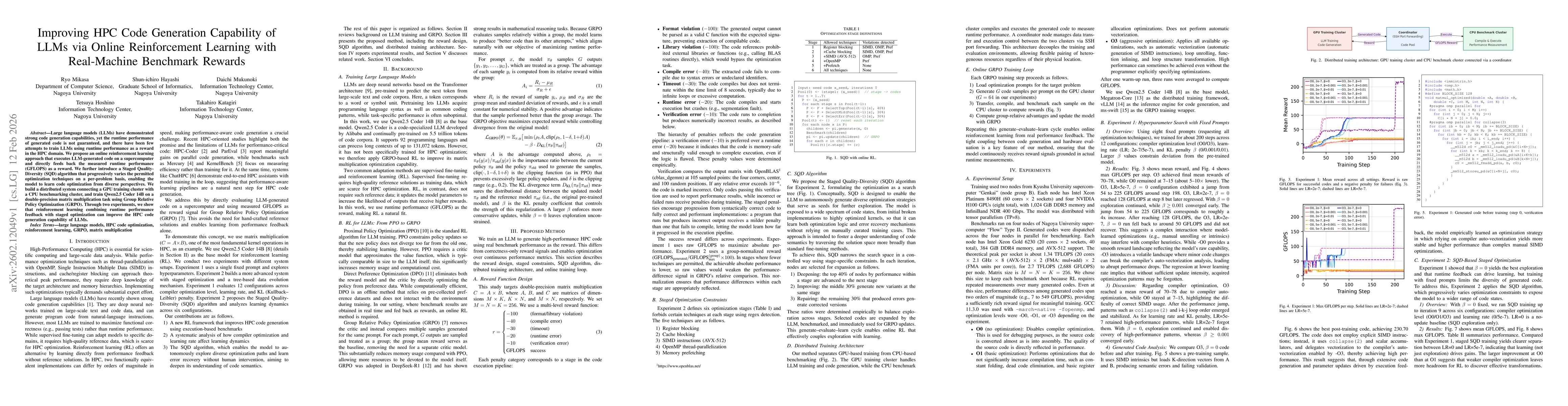 Thumbnail for Improving HPC Code Generation Capability of LLMs via Online Reinforcement Learning with Real-Machine Benchmark Rewards