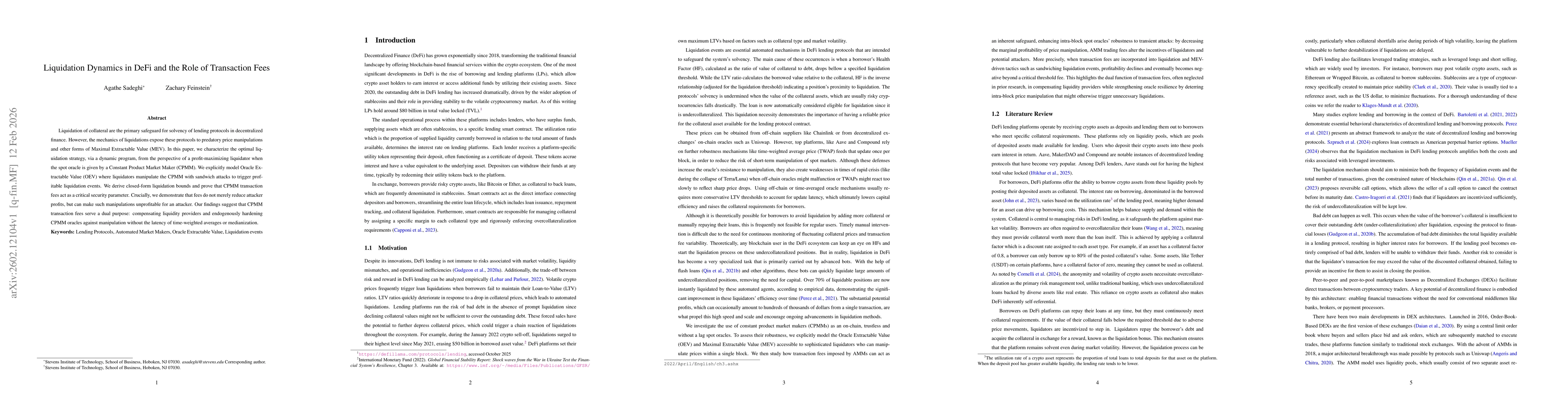 Thumbnail for Liquidation Dynamics in DeFi and the Role of Transaction Fees