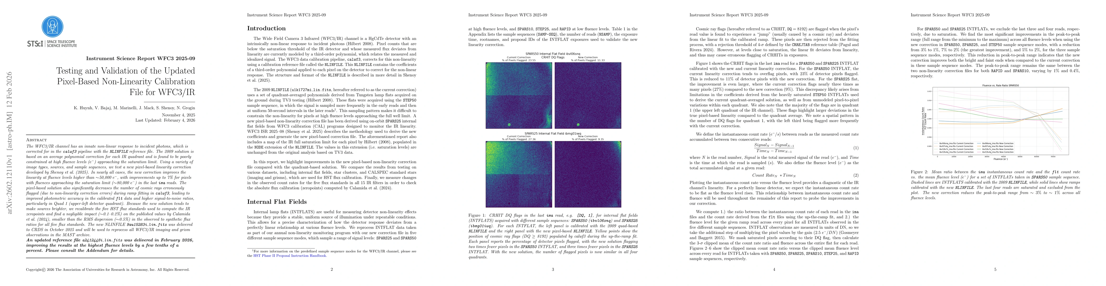 Thumbnail for Testing and Validation of the Updated Pixel-Based Non-Linearity Calibration File for WFC3/IR