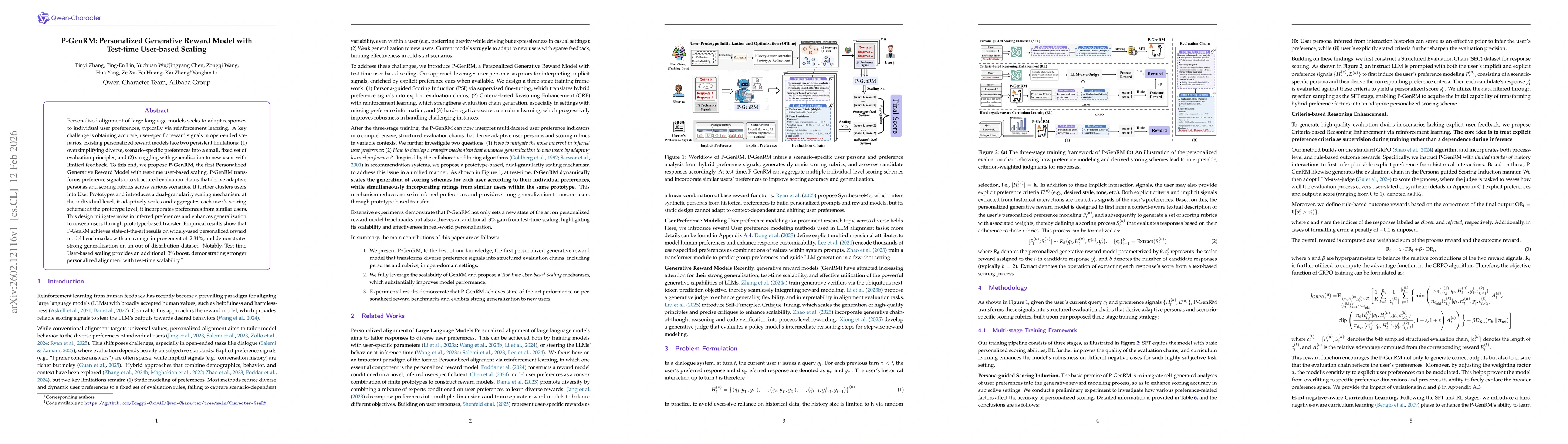 Thumbnail for P-GenRM: Personalized Generative Reward Model with Test-time User-based Scaling