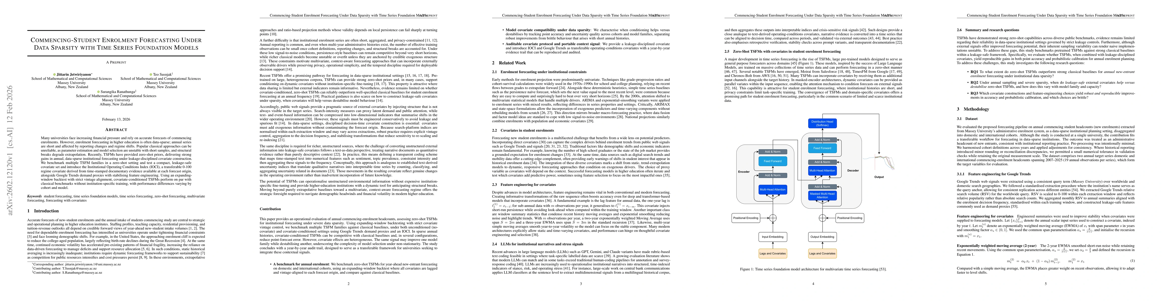 Thumbnail for Commencing-Student Enrolment Forecasting Under Data Sparsity with Time Series Foundation Models