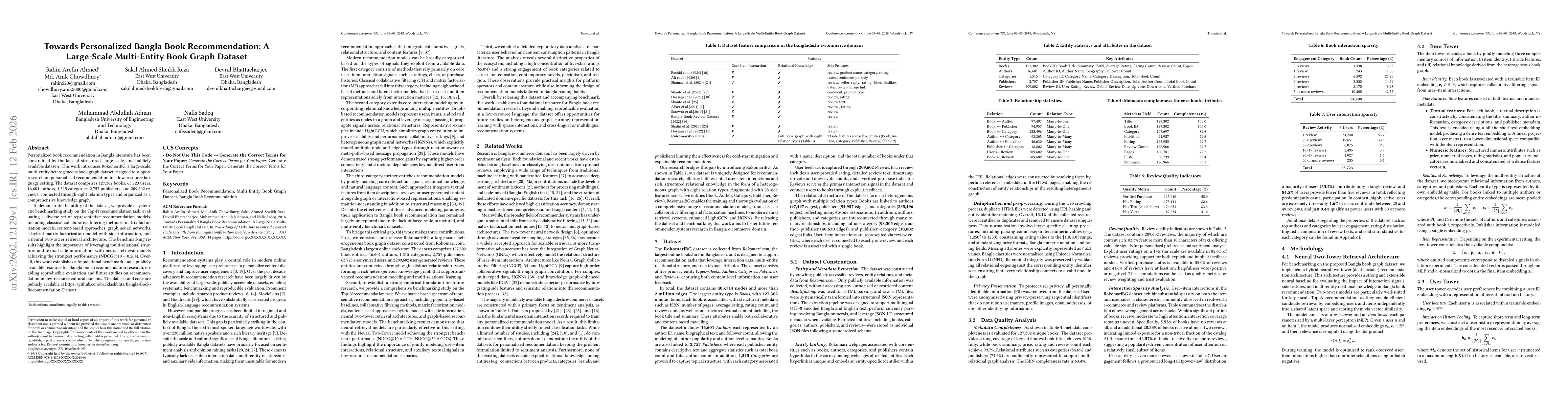 Thumbnail for Towards Personalized Bangla Book Recommendation: A Large-Scale Multi-Entity Book Graph Dataset