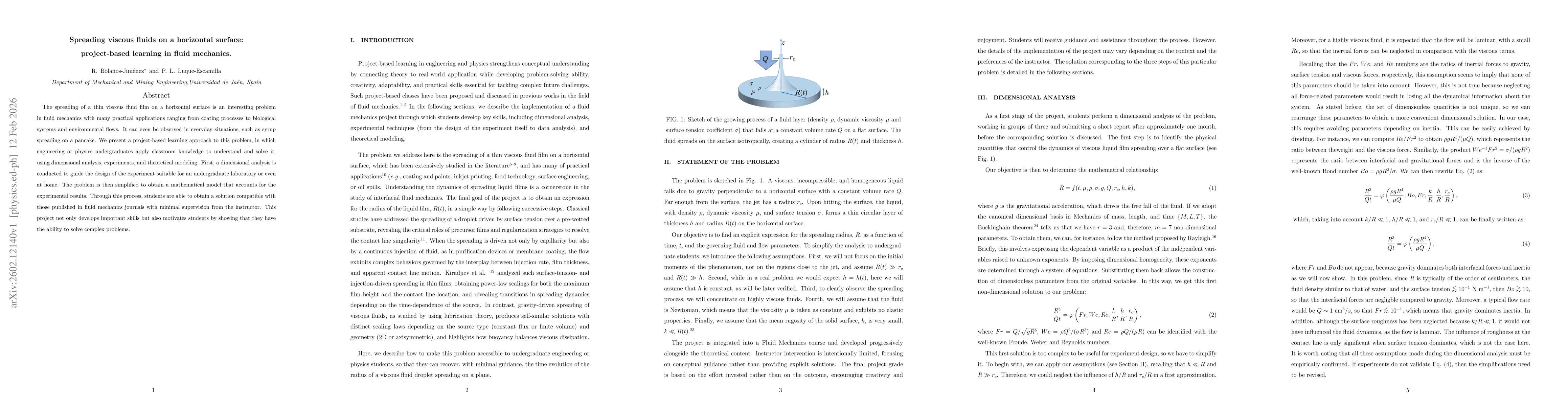 Thumbnail for Spreading viscous fluids on a horizontal surface: project-based learning in fluid mechanics