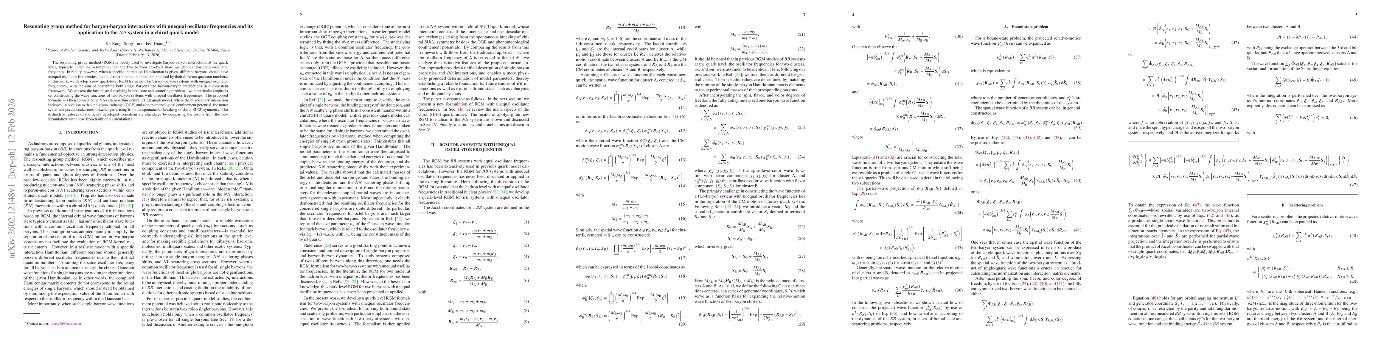 Thumbnail for Resonating group method for baryon-baryon interactions with unequal oscillator frequencies and its application to the $NΔ$ system in a chiral quark model