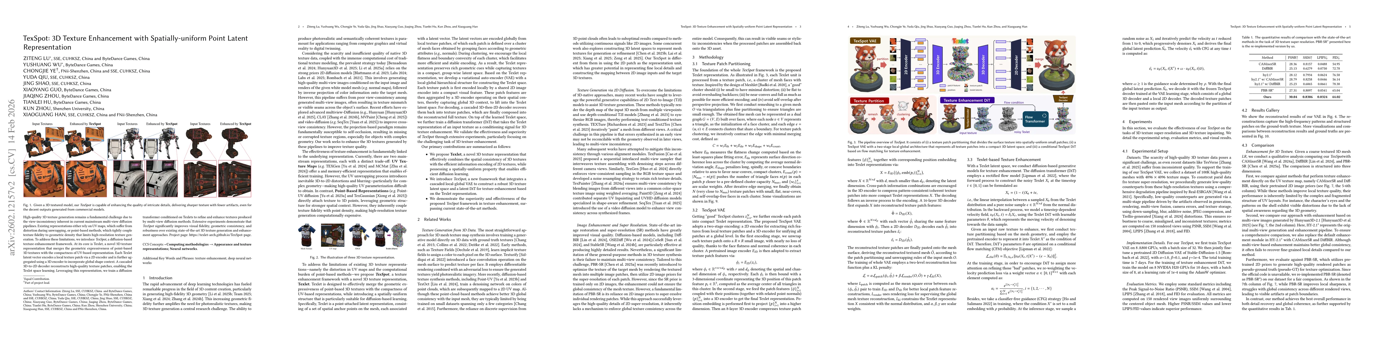 Thumbnail for TexSpot: 3D Texture Enhancement with Spatially-uniform Point Latent Representation