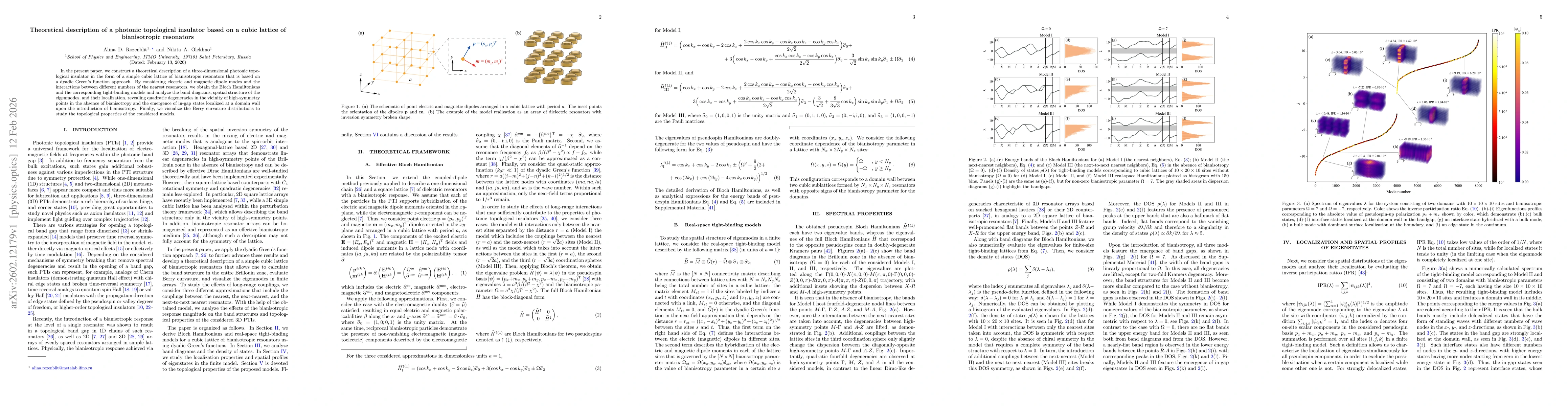 Thumbnail for Theoretical description of a photonic topological insulator based on a cubic lattice of bianisotropic resonators